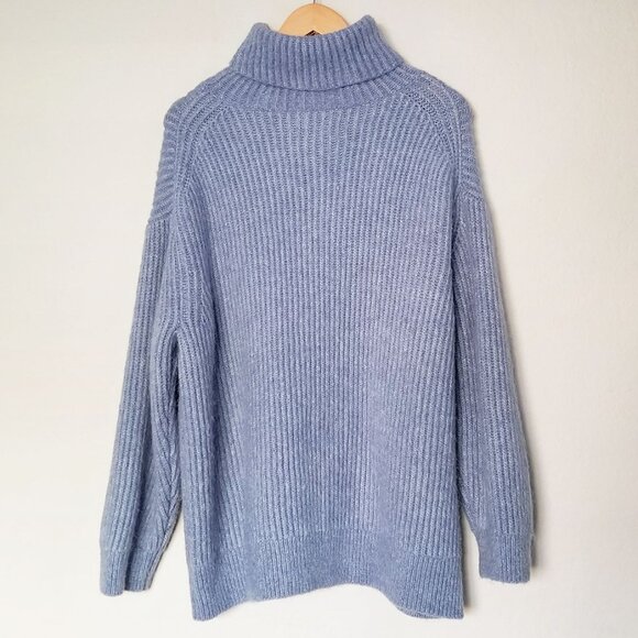 Lou & Grey Findley Chunky Ribbed Knit Turtleneck Oversized Sweater Alpaca S $90 - Picture 3 of 12